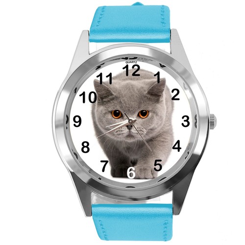 Blue leather round - leather,