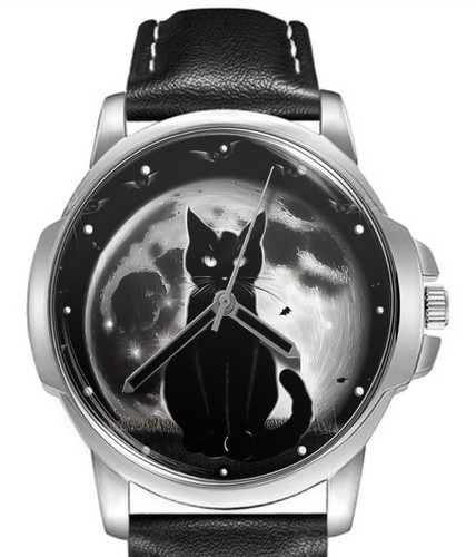 Full moon halloween black cat - full,